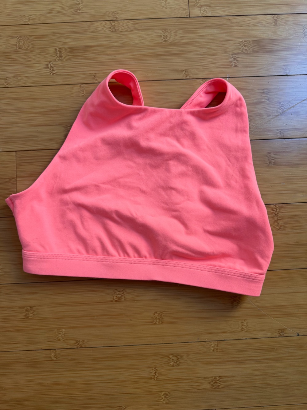 aerie Neon Coral High-Neck Sports Bra